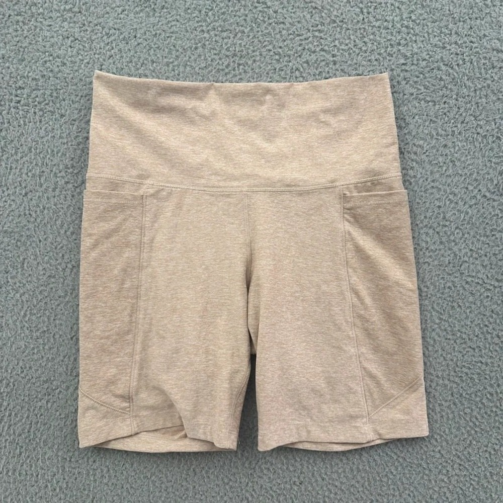 Calia High Rise Bike Shorts Beige Athletic Athleisure Pockets Women's Medium